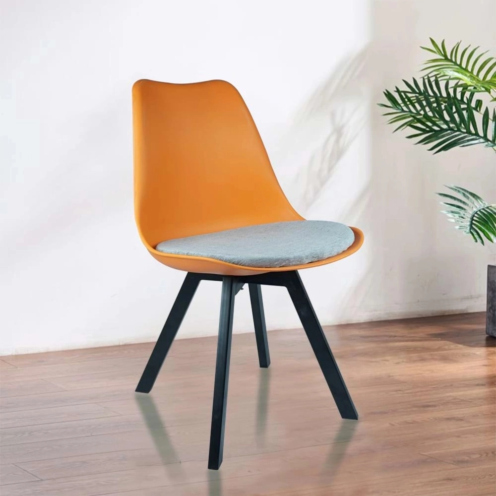 Heavy Duty Tulip Chair Black Stand - Orange